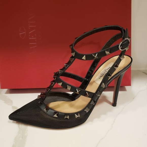 Valentino mesh Rockstud studded Leather heels - Picture 2 of 5